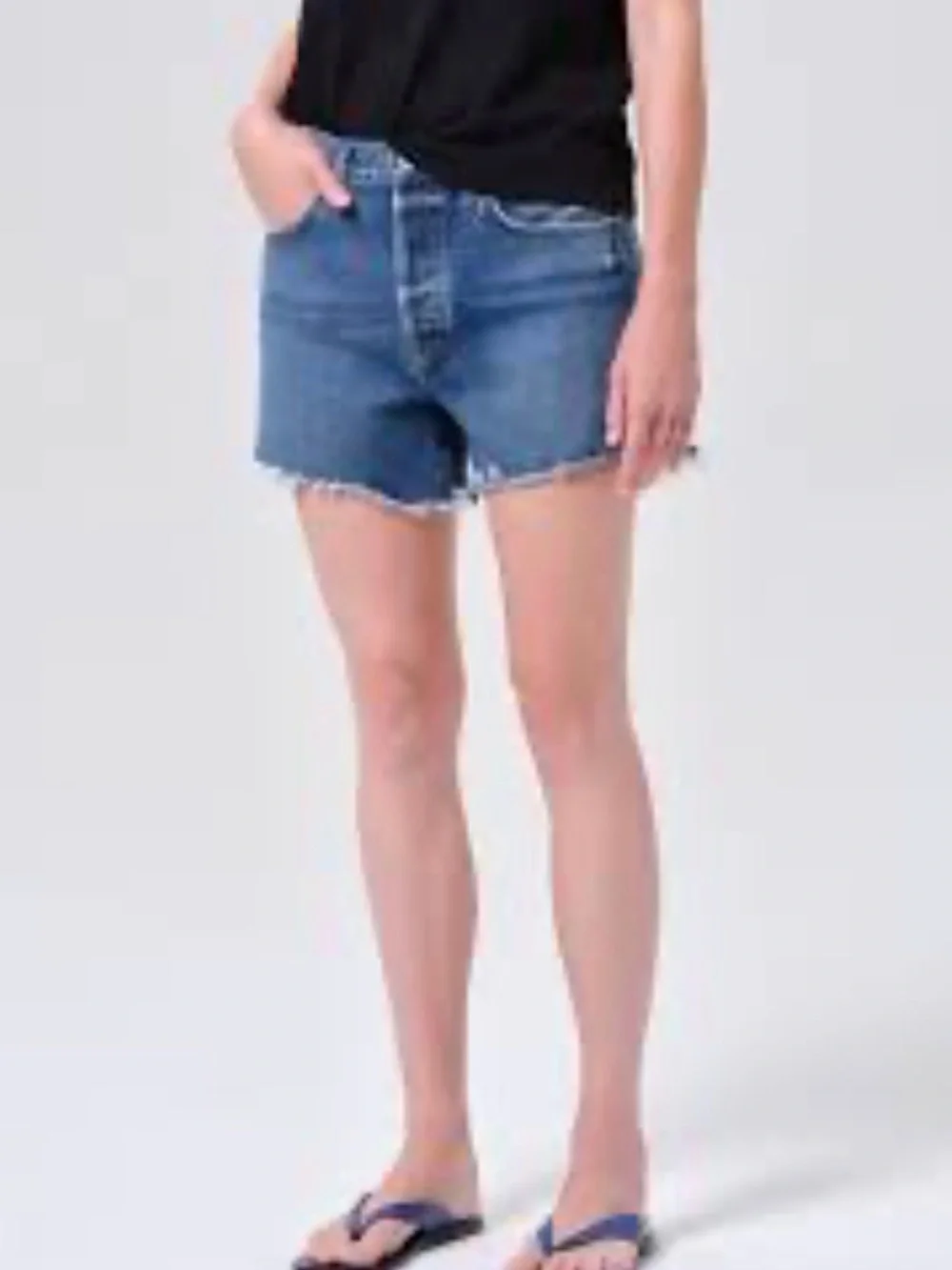 AGOLDE Parker Long Denim Shorts Women’s Size 26 High Rise Button Fly Medium dark